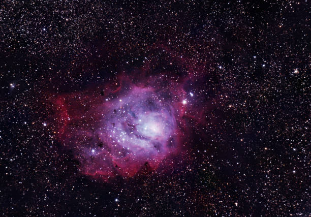 the lagoon nebula (catalogued as messier 8 or m8, ngc 6523) is a giant - lagoon nebula imagens e fotografias de stock