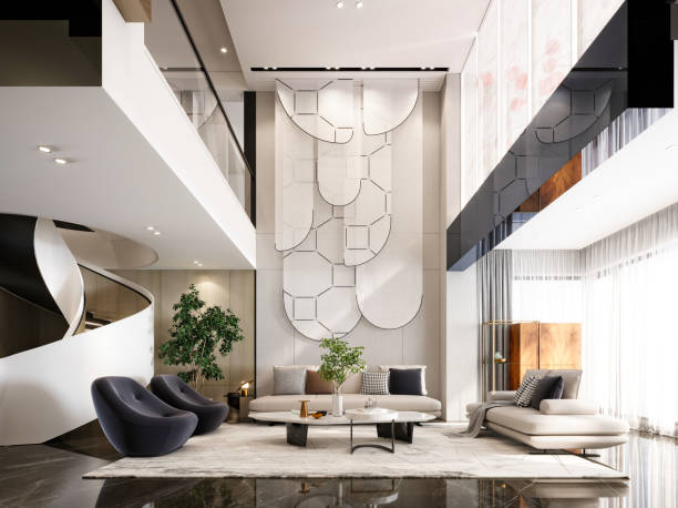 istock 3D Render of Luxury House Living room 1265733423