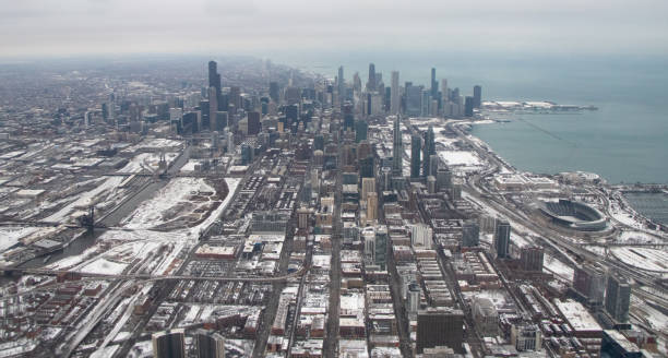 istock Aerial View of Downtown Chicago in Winter 1265733478