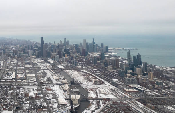 istock Aerial View of Downtown Chicago in Winter 1265733574