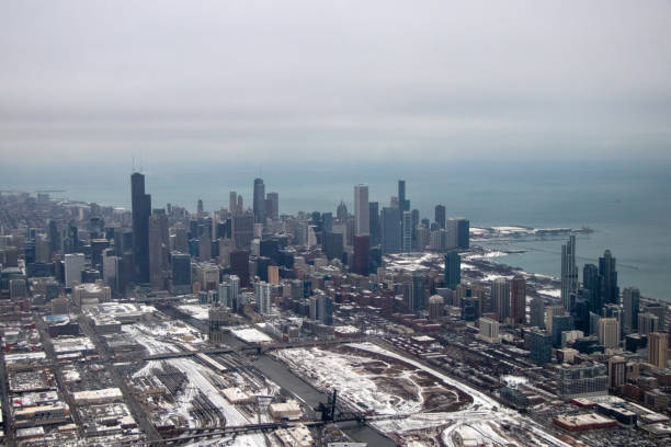 istock Aerial View of Downtown Chicago in Winter 1265734732