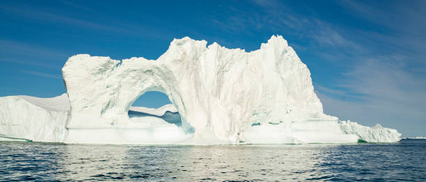 istock Global warming and climate change concept. Arctic icebergs in Greenland, drone view 1265748568