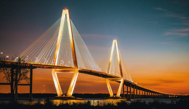 istock Cooper River Bridge at night in South Carolina 1265759508