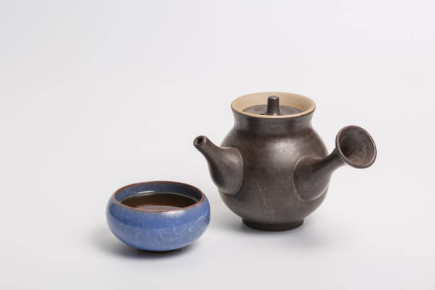istock Chinese traditional teapot, cup, tea set covered with tea stains 1265783711