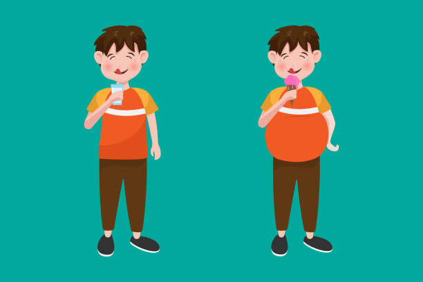 Kid Or Fat And Thin Boy Isolated On Background Vector Illustration Design  Stock Illustration - Download Image Now - iStock