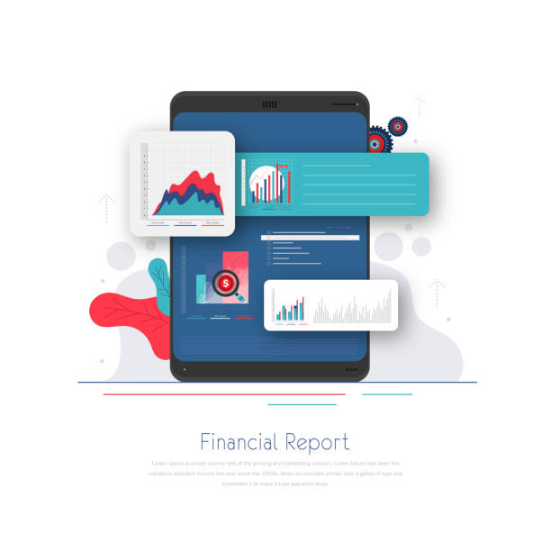иллюстрация финансового анализа запасов - digital tablet growth note pad business stock illustrations