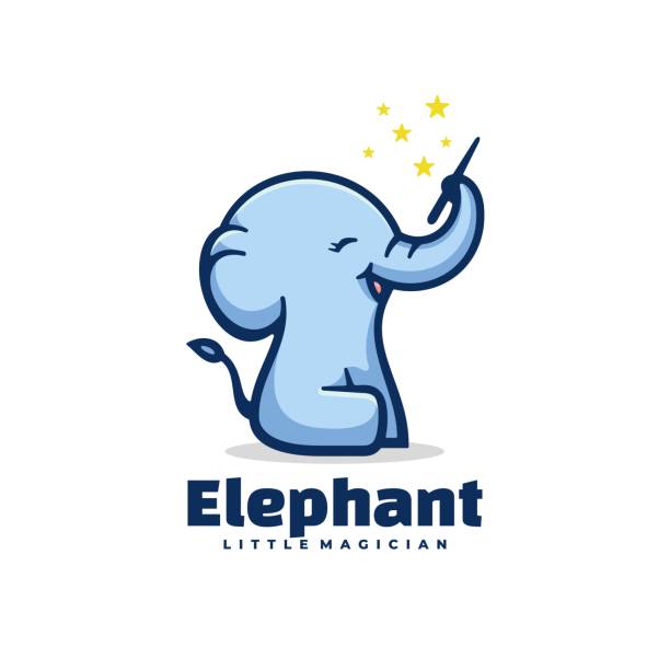 illustrazioni stock, clip art, cartoni animati e icone di tendenza di illustrazione vettoriale elefante semplice stile mascotte. - elefante immagine