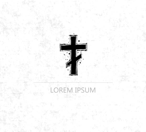 istock Design template with christian cross and place for your text on old paper background 1265829921