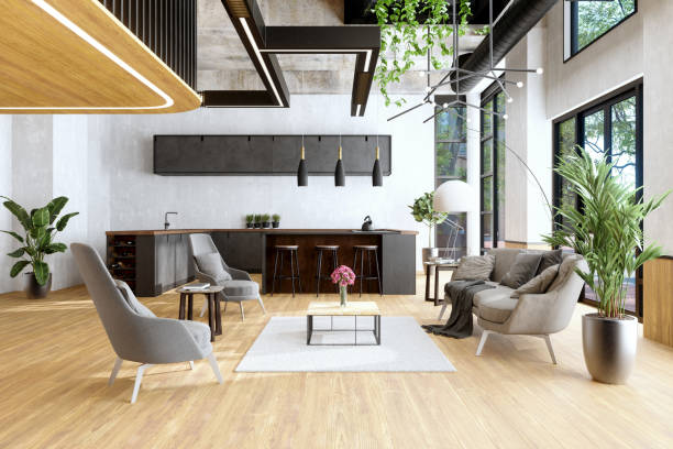istock Luxurious Living Room and Kitchen 1265837430
