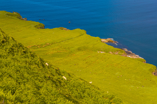 The coastal view of Isle of Skye, on summer time, at sunny day.