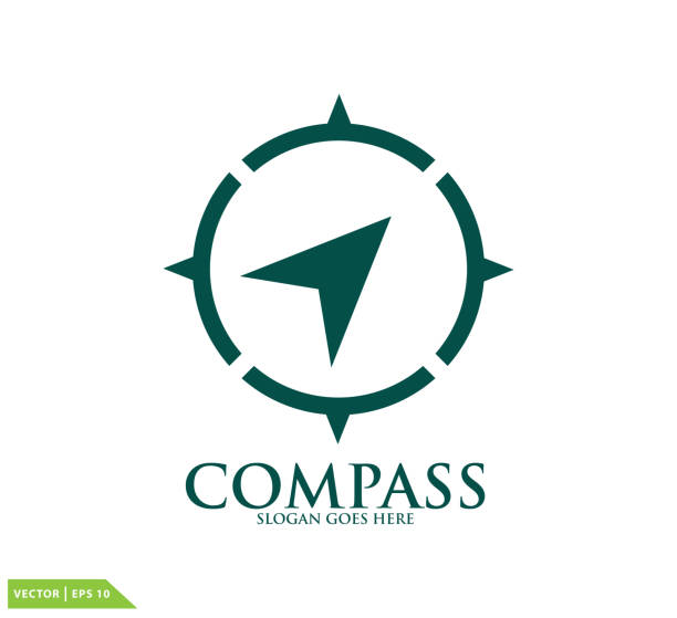 ilustrações, clipart, desenhos animados e ícones de modelo de design de logotipo vetorial do ícone da bússola - drawing compass