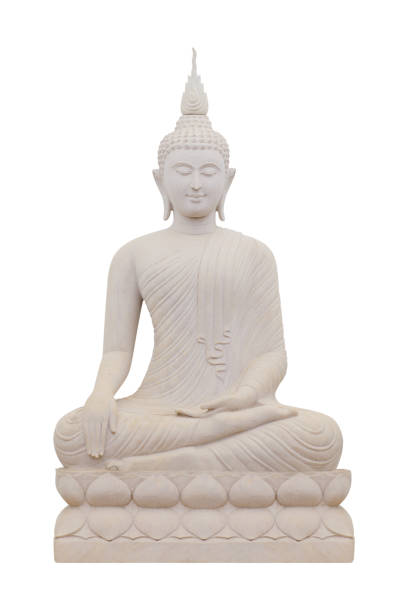 istock Buddha statue made of sandstone on white background 1265881965