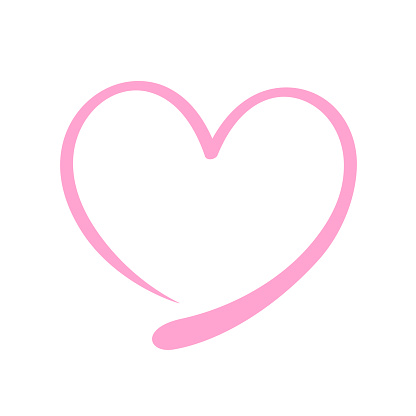 heart shape doodle pink line isolated on white, frame heart shape art line sketch brush for valentine, heart shape sign with hand drawn for element wedding icon love card, draw line heart shape simple