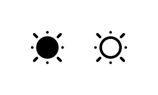 Brightness icon. With outline and glyph style. Best usage as user interface, infographic element, app icon, web icon, etc.