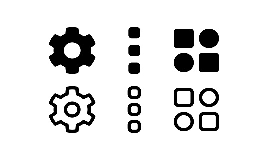 Settings and menu icon. With outline and glyph style. Best usage as user interface, infographic element, app icon, web icon, etc.