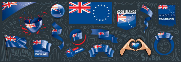 istock Vector set of the national flag of Cook Islands in various creative designs 1265900877