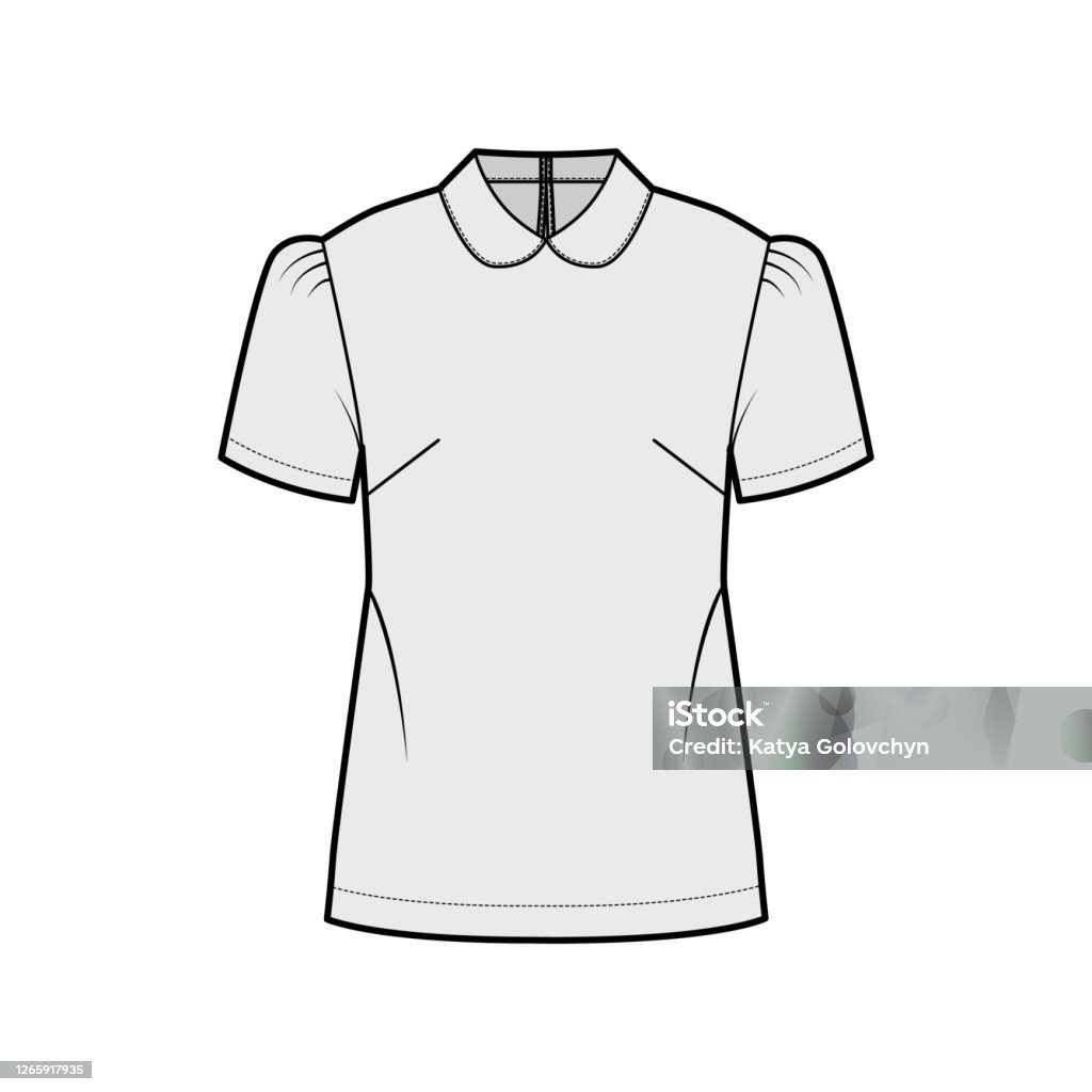 Peter Pan Cổ Áo Hình Minh Họa Thời Trang Kỹ Thuật Với Tay Áo Ngắn ...