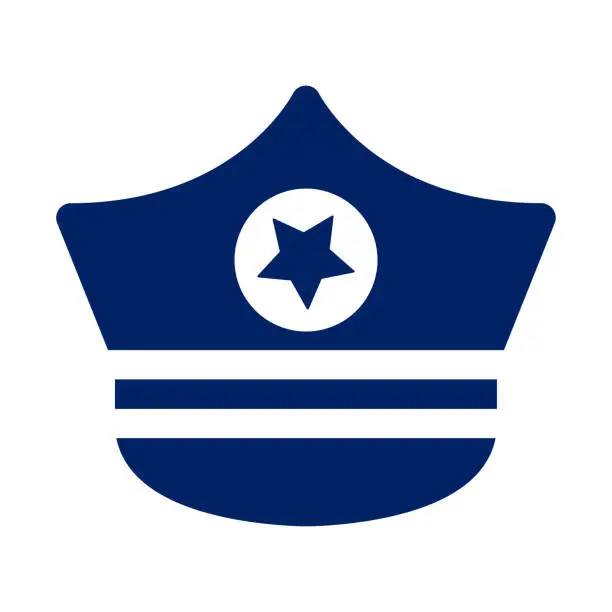 Vector illustration of Blue color police hat icon