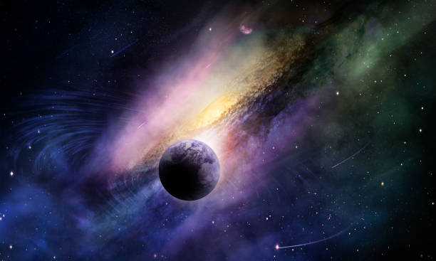 istock abstract space illustration, 3d image, beautiful planet in a bright nebula of stars in space 1265922413