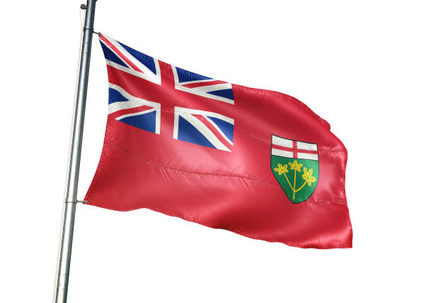 istock Ontario of Canada flag waving white background 1265923990