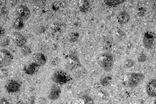 istock Sponge detail texture, sponge texture closeup background. Cellulose sponge texture. Black and white 1265939759