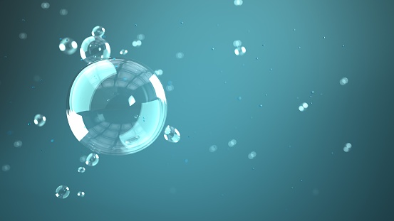 Air bubble in the liquid. 3d illustration.