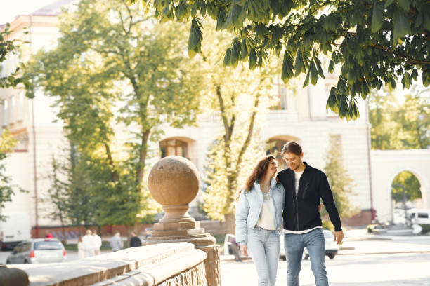 istock Beautiful couple spend time in a spring city 1265957907
