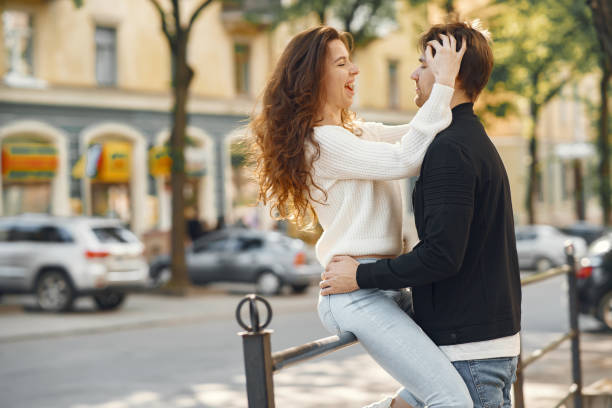 istock Beautiful couple spend time in a spring city 1265957954