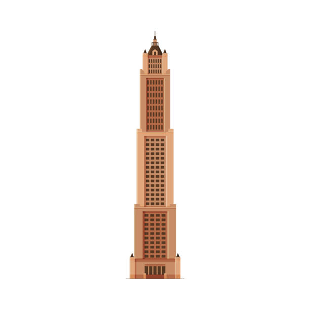 istock Downtown Skyscraper, City Business or Residential Building Exterior Vector Illustration 1265961656