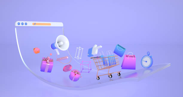 istock 3d rendering of website and shopping cart. 1265964470