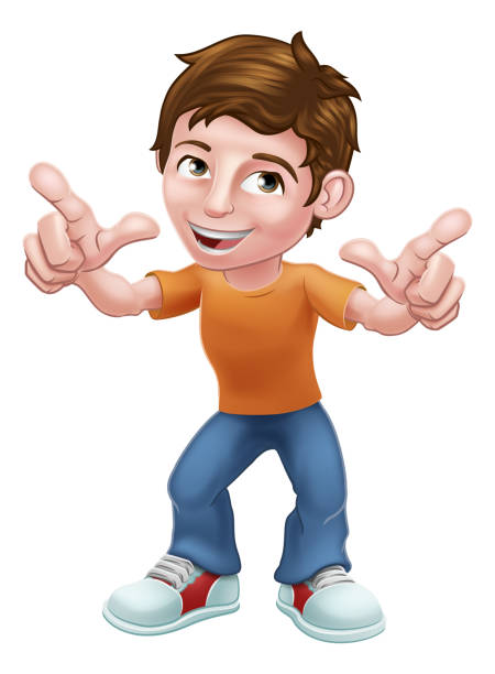 Boy Child Cartoon Character Pointing Stock Illustration - Download Image  Now - Three Dimensional, Child, Fictional Character - iStock