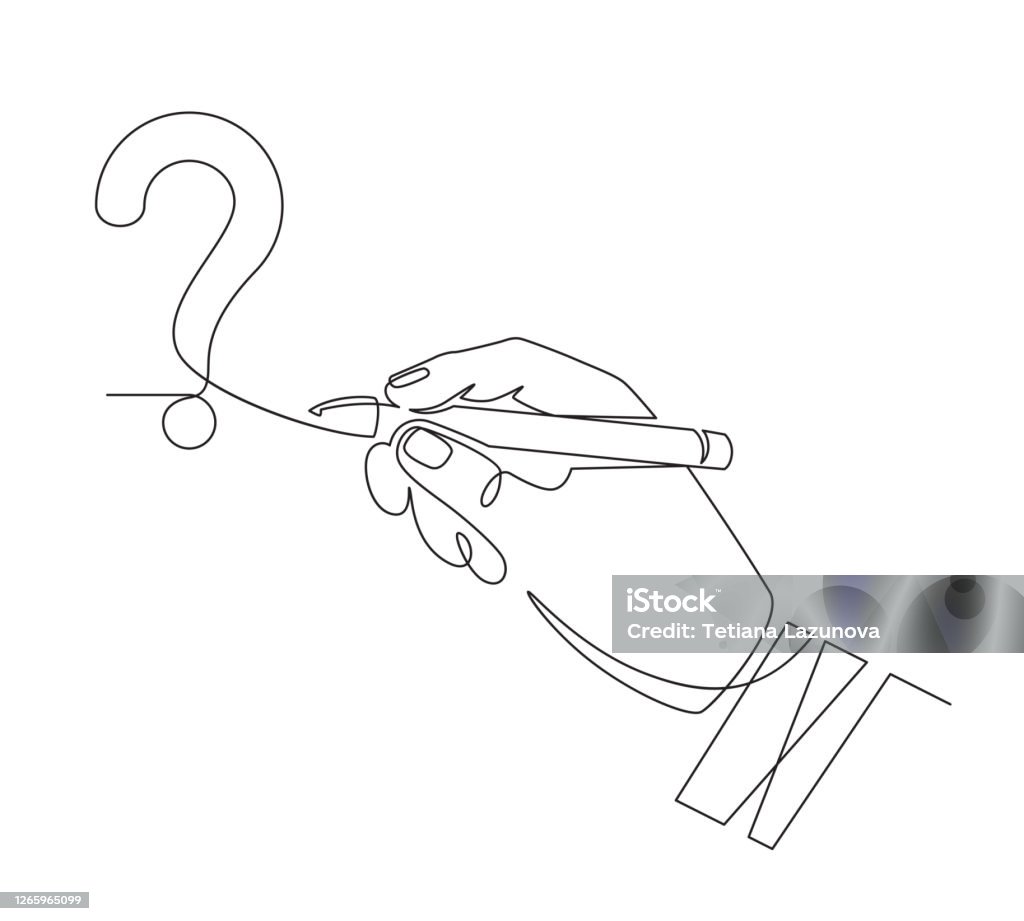 Question Label Drawing Hand Writes Question Mark Sketch One Line Hand Draw Question Mark Quiz ...