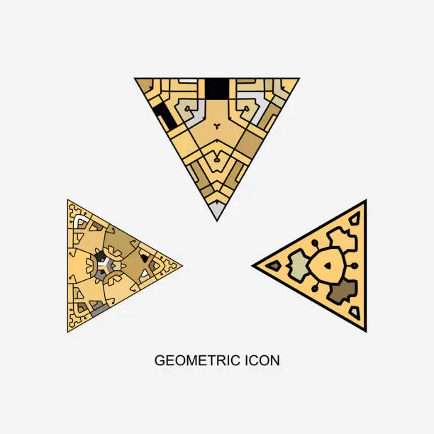Vector illustration of Triangle pattern buttons icon collection for design