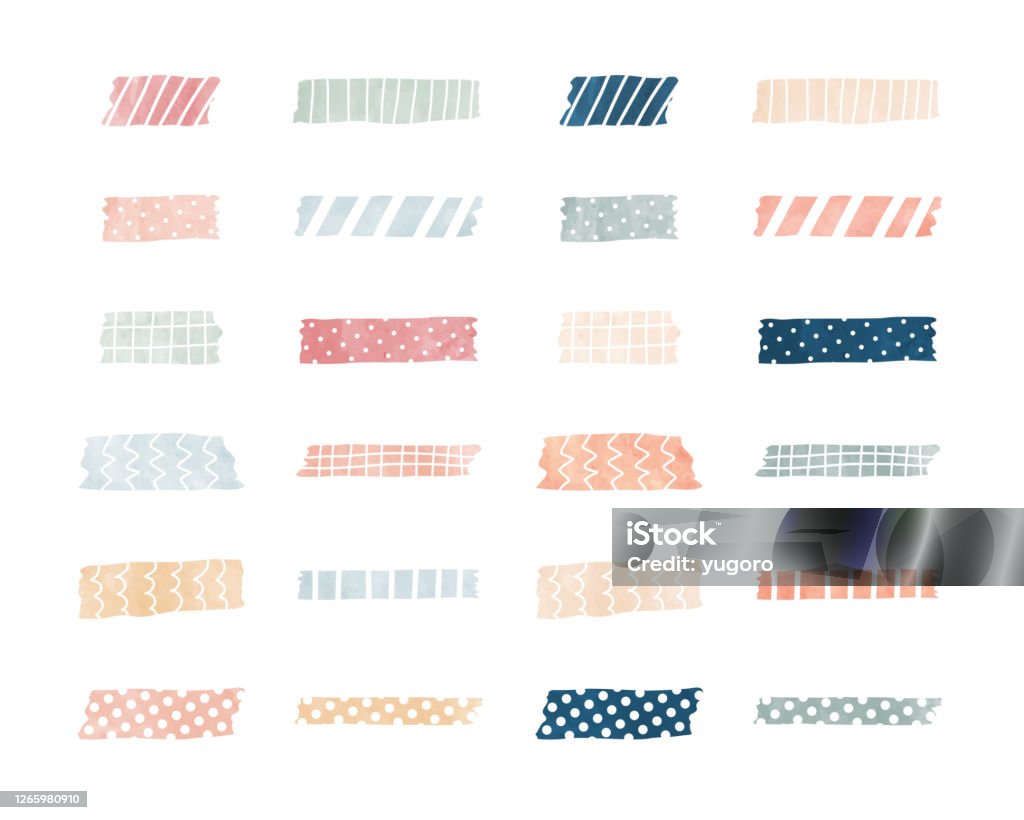 Set Of Illustrations Of Various Colors And Patterns Of Washi Tape