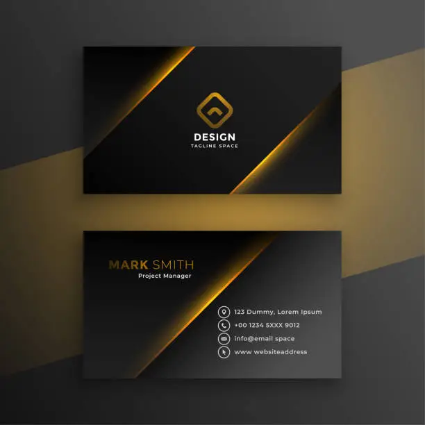 Vector illustration of shiny black modern business card template design