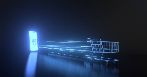 istock 3d rendering of smartphone and shopping cart. 1265991960