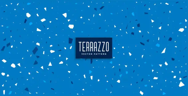 Vector illustration of blue terrazzo pattern tiles texture background design
