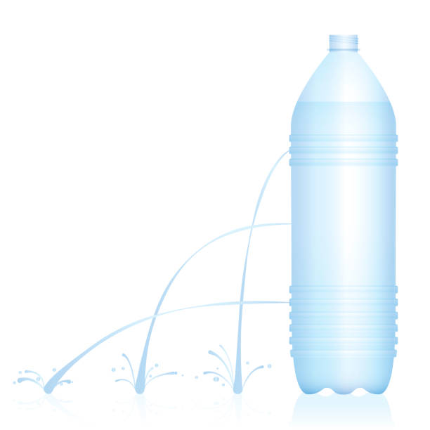 Plastic bottle with different water jets - weak, medium and strong stream. Physical experiment concerning fluid dynamics - Torricellis law, Bernoullis principle. Vector on white. Plastic bottle with different water jets - weak, medium and strong stream. Physical experiment concerning fluid dynamics - Torricellis law, Bernoullis principle. Vector on white. high energy physics stock illustrations