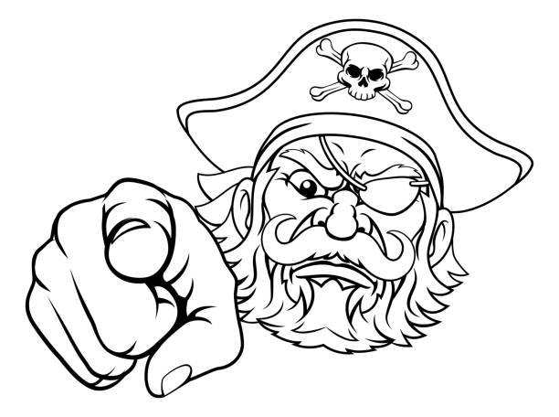 Pirate Captain Cartoon Character Mascot Pointing Stock Illustration -  Download Image Now - Desire, Pirate - Criminal, Adult - iStock