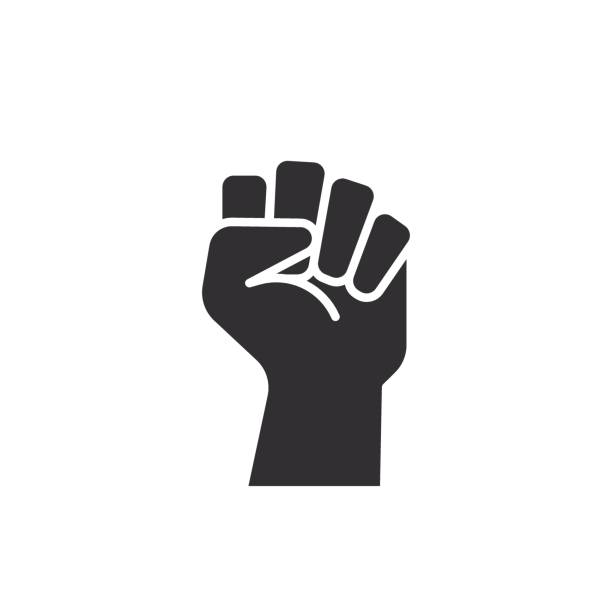 ikona czarnej pięści vecor. prosta płaska czarno-biała ilustracja. - fist human arm human hand punching stock illustrations