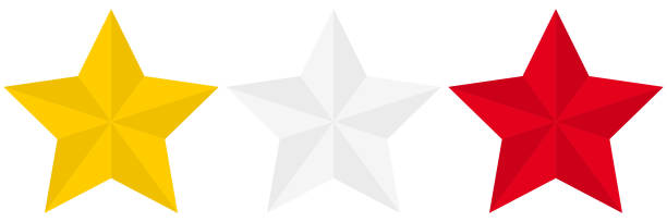 istock Set of yellow, white and red flat geometric star icons. 1266027682