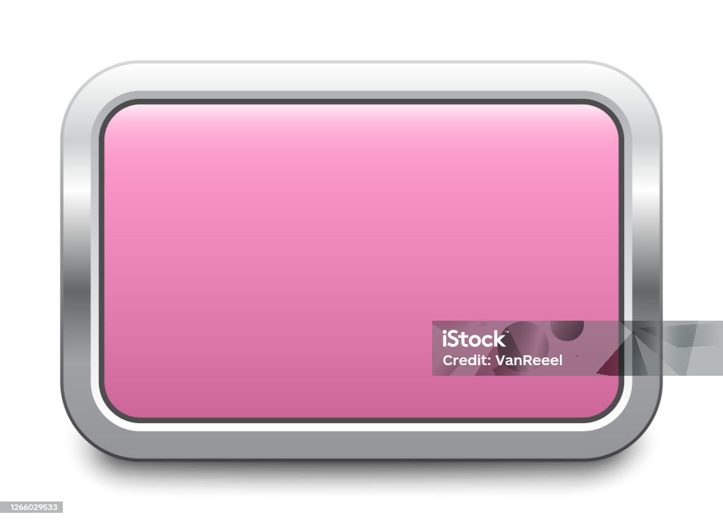 Pink Button Rectangle Rectangular Pink Metal Button Isolated On A White Background Blank ...