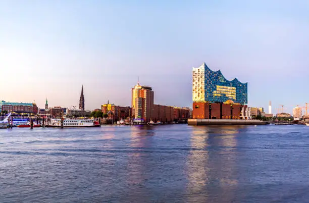 Hamburg skyline with River Elbe