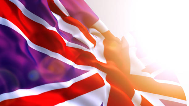 British flag in the wind, computer graphics. English flag,