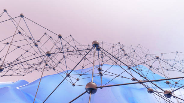 istock surface of vertices and faces and a similar smooth surface. Abstract technological background, 3D render. 1266038413