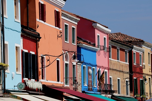 Colorful Buildings of Burano, Venice, Italy.
