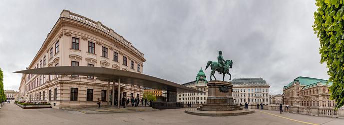 Vienna, Austria - May 12, 2019: A panorama picture of the Albertina Museum.