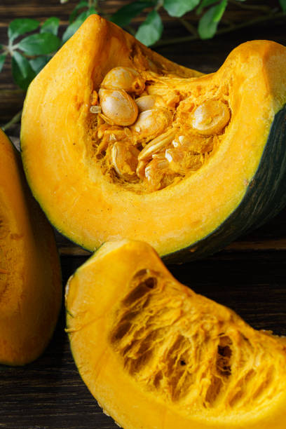 istock Fresh Japanese pumpkin with pumpkin seeds 1266056998