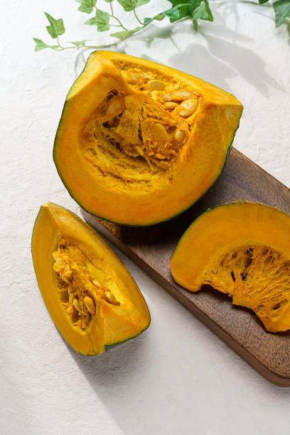 istock Fresh Japanese pumpkin with pumpkin seeds 1266057016