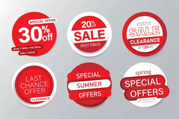 Vector illustration of Sale banner labels. Clearance, Special spring and summer offers design.